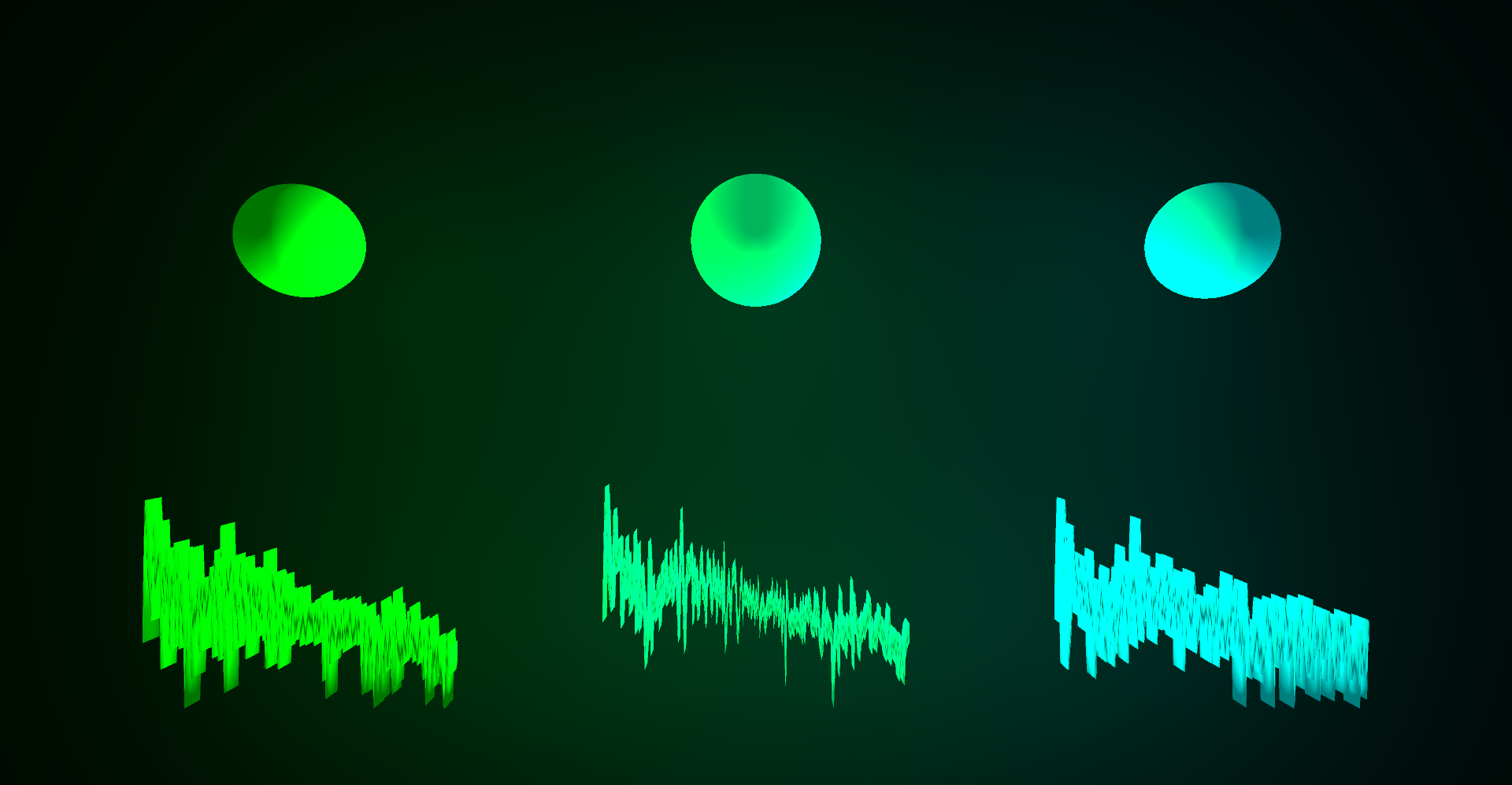 Auf Audio reagierende Objekte mit fester Beleuchtung.