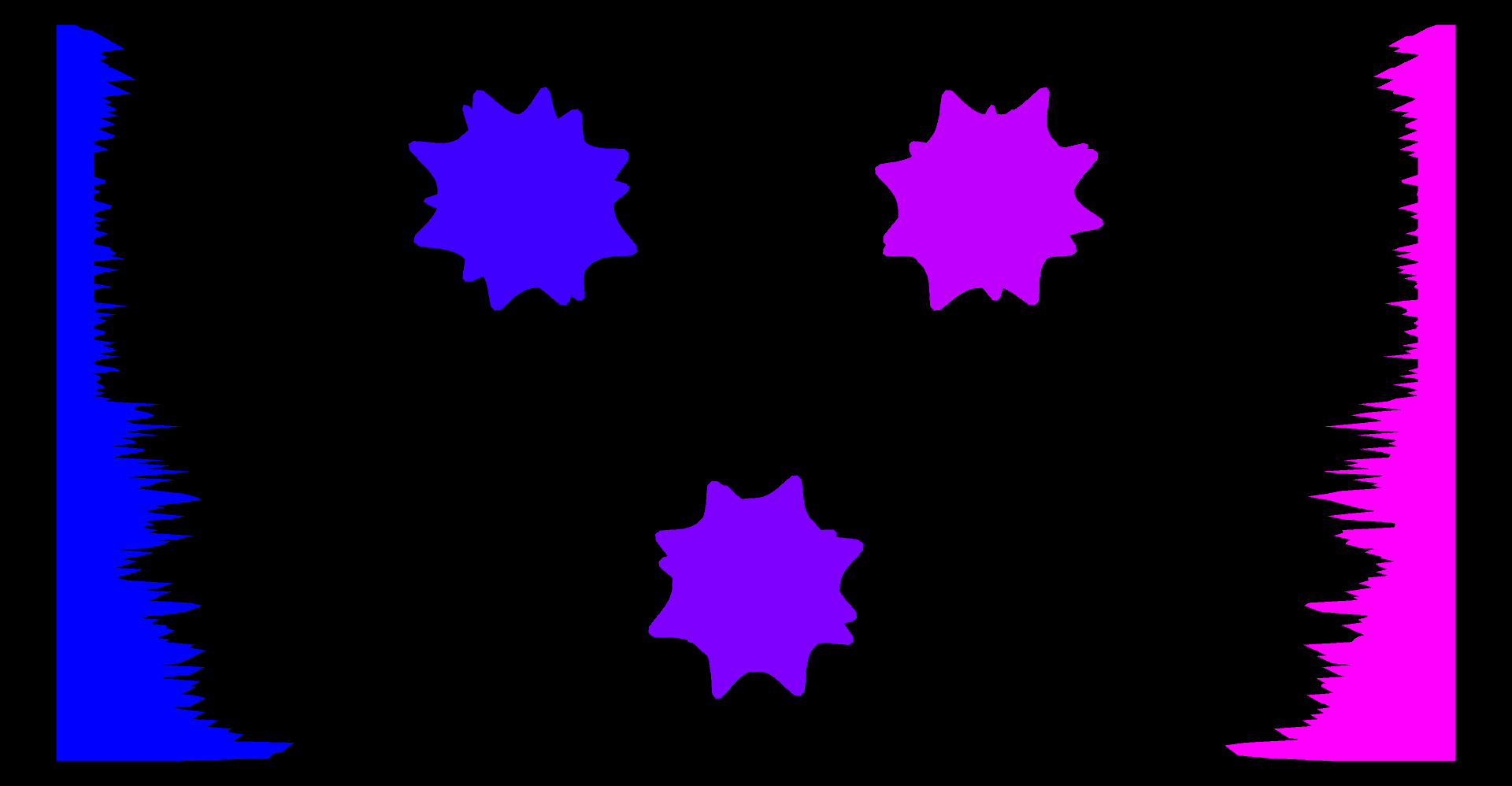 Auf Audio reagierende Objekte ohne Beleuchtung.