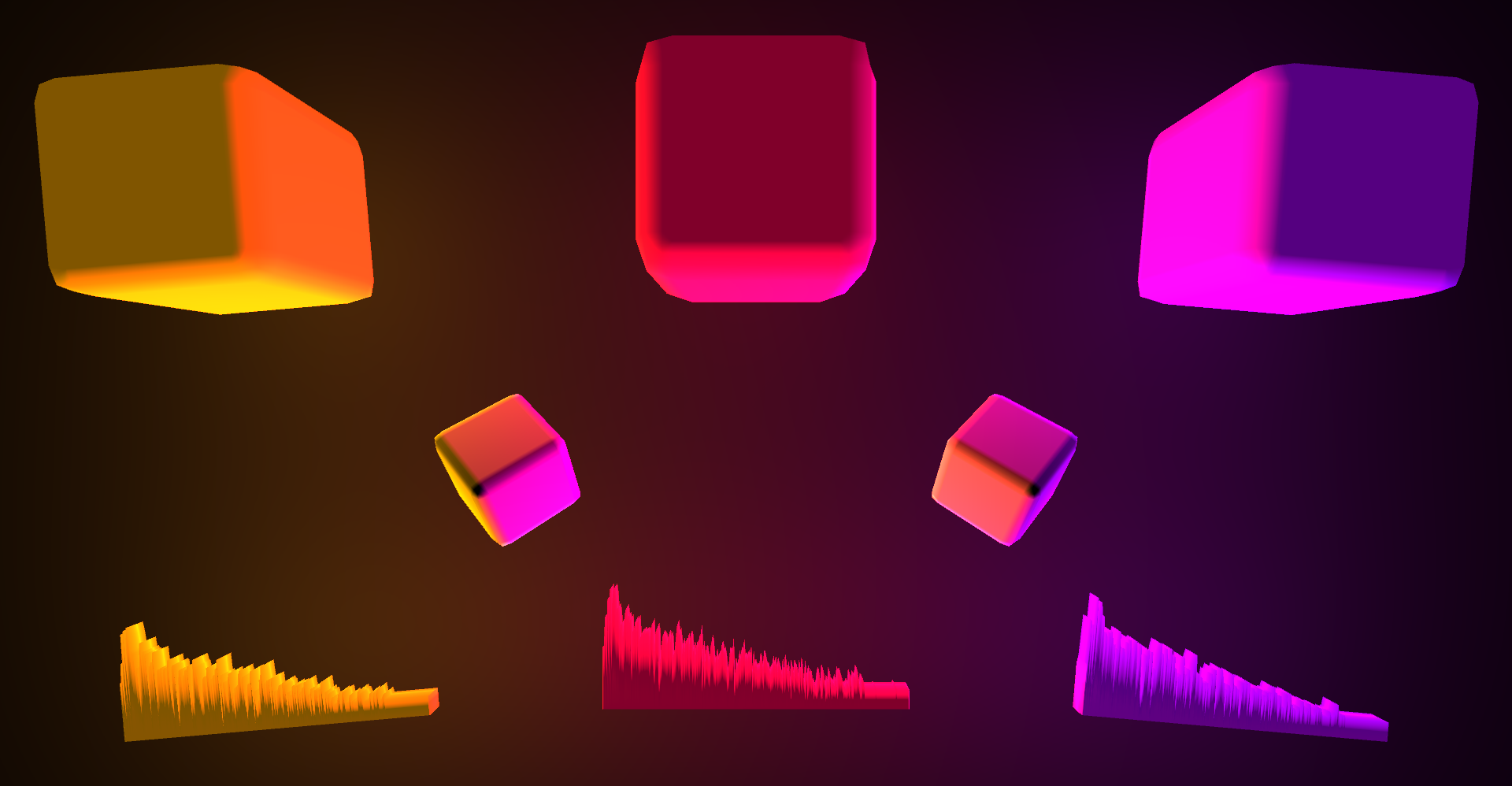 Auf Audio reagierende Objekte mit fester Beleuchtung.