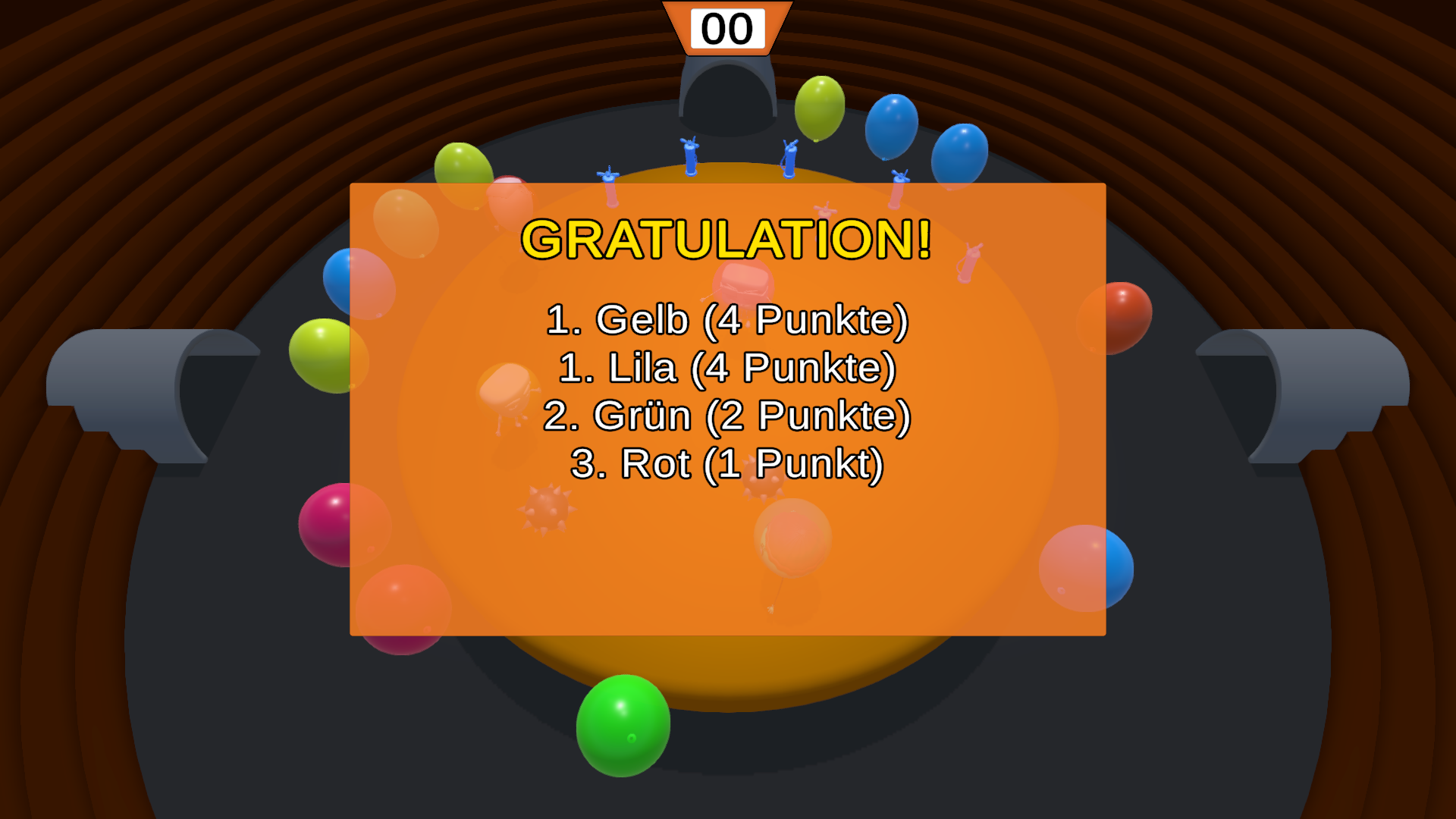 Eine Punkteanzeige wird gezeigt, nachdem eine Runde vorbei ist.