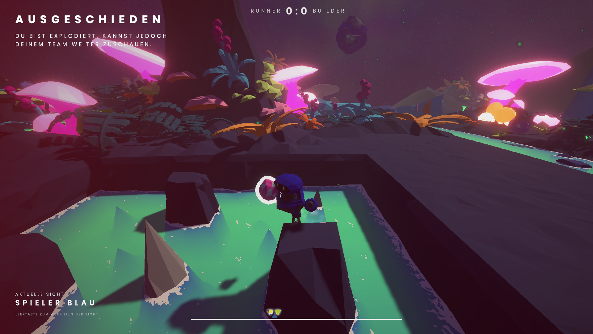 Ein bereits zerstörter Wunner beobachtet einen Teamkammeraden.