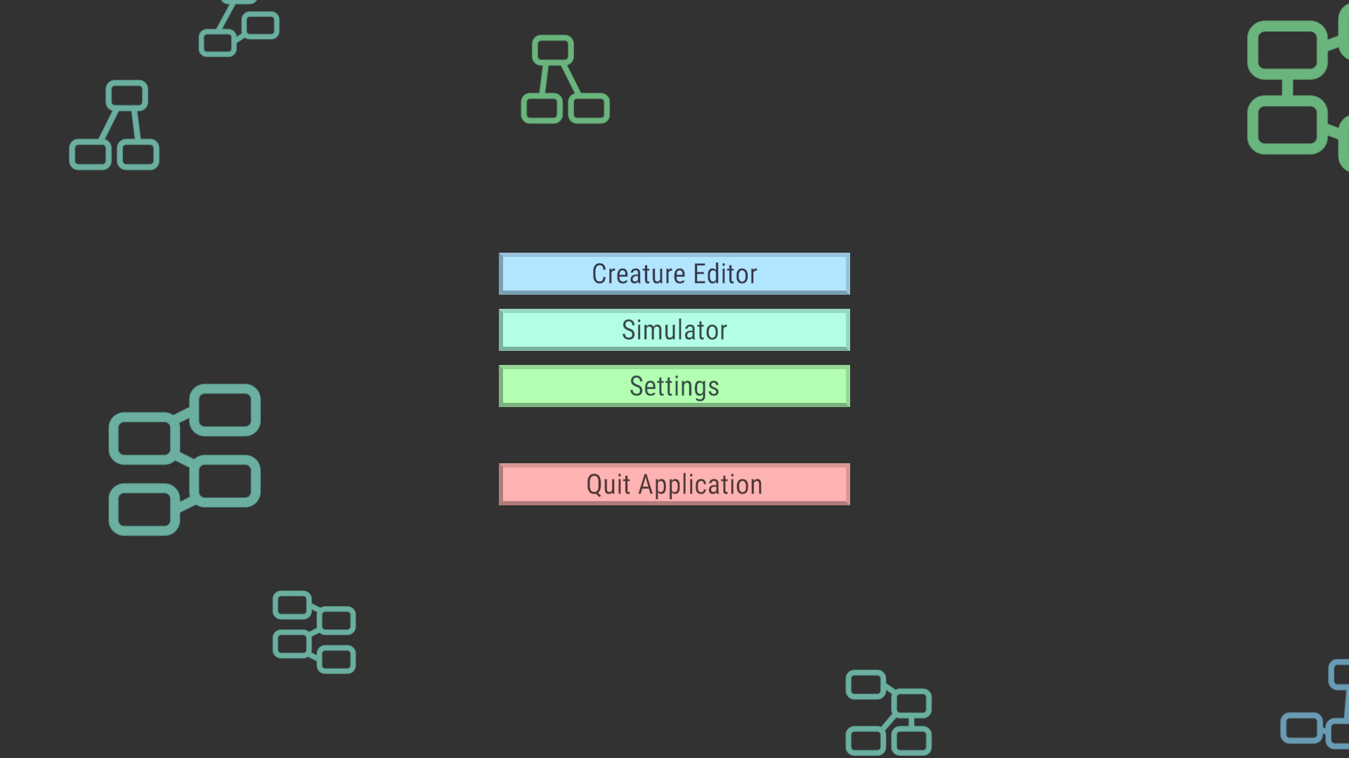Das hauptmenü der Anwendung