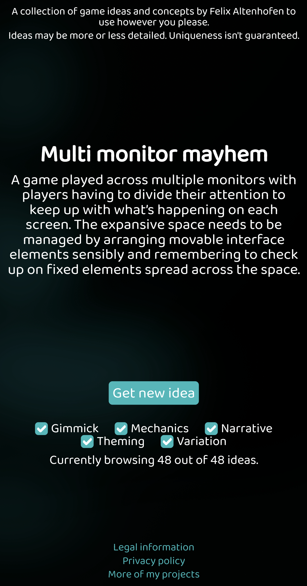 In der mobilen Version der Website wird eine Spielidee präsentiert.