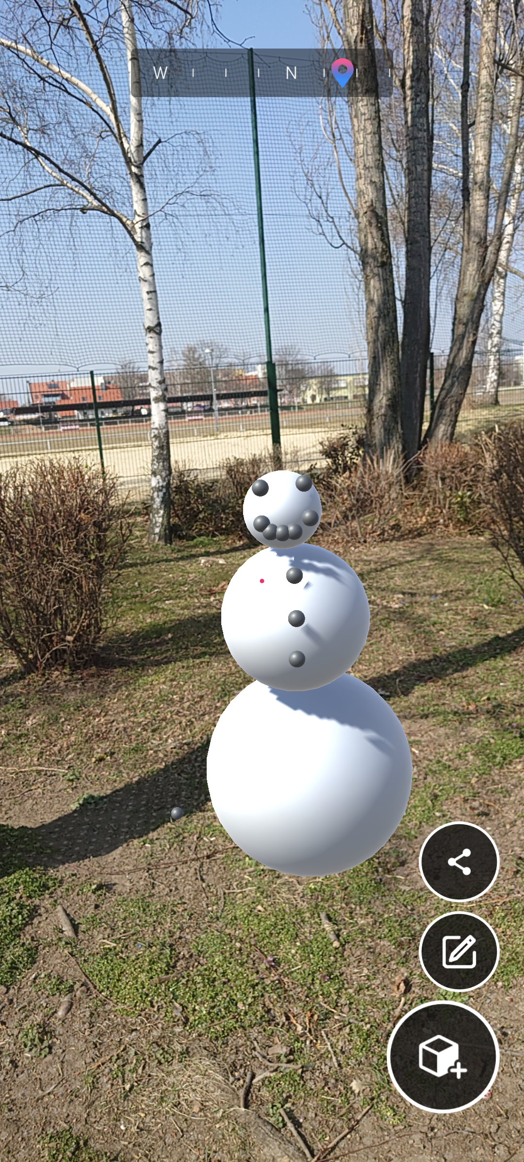 Ein AR-Objekt wurde entdeckt und kann bearbeitet werden.