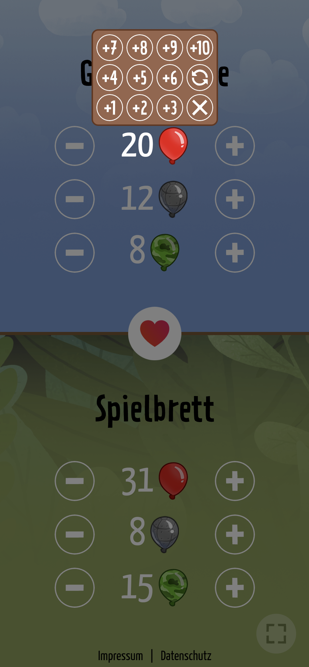 In der mobilen Version der Web App werden Werte eingetragen.